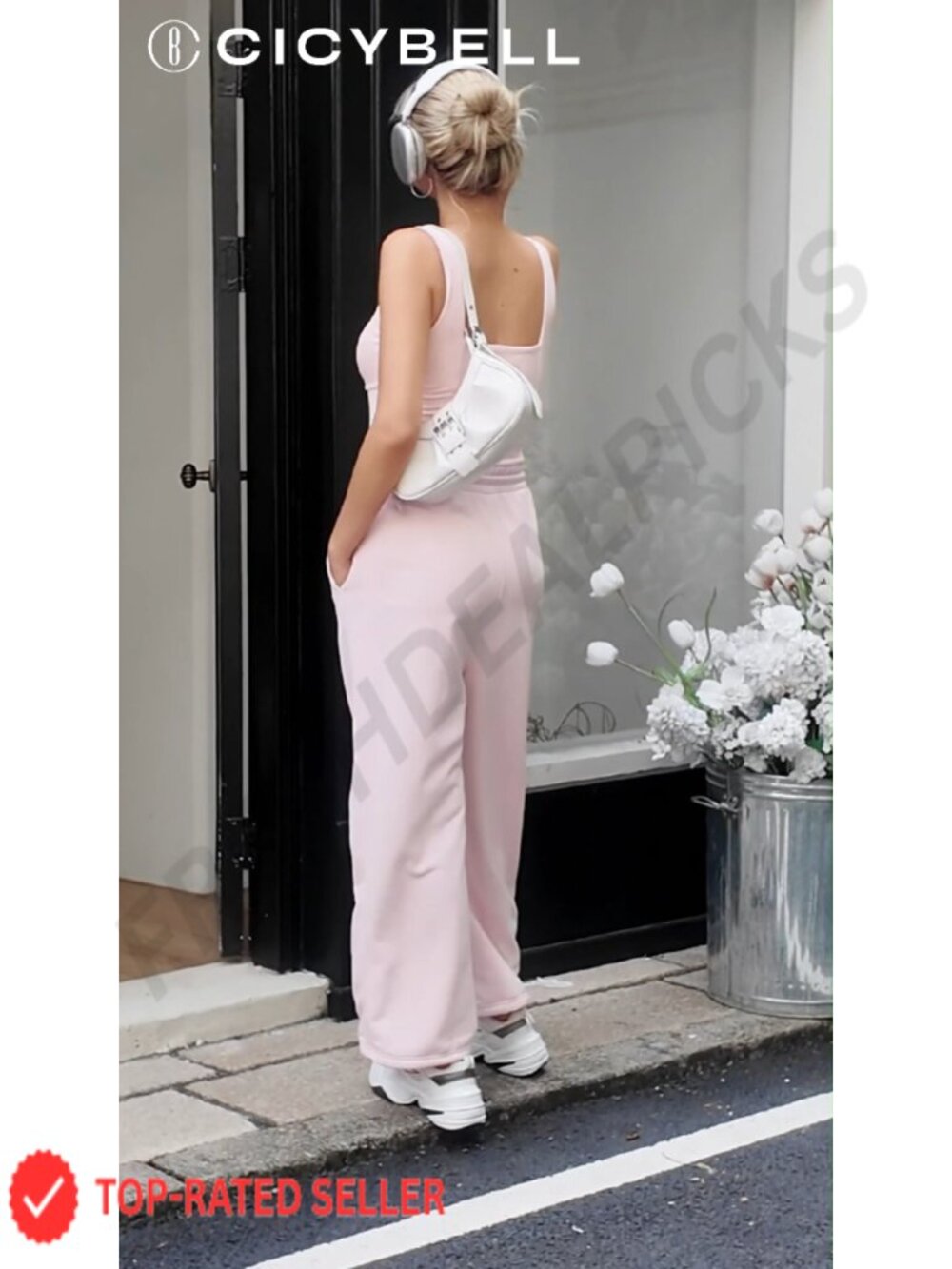 Sleeveless Jumpsuit with Pockets Casual Jogger Long Romper Workout One Piece - Picture 6 of 6